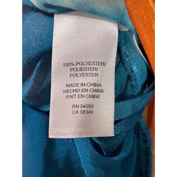 Rachel Rachel Roy XS Sleeveless Tie Dye Button Front Sheer Tank Top Blue Orange - Picture 4 of 4